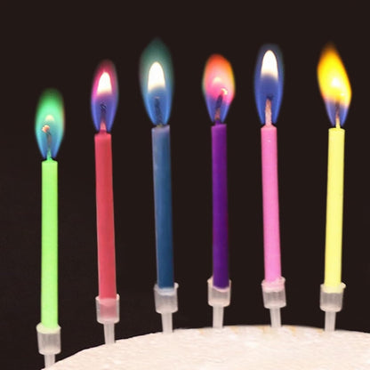 Colorflame Multicolor Birthday Cake Candles Happy Birthday Candles Colorful Candles Holders Party Gathering, Unscented (12Pcs)