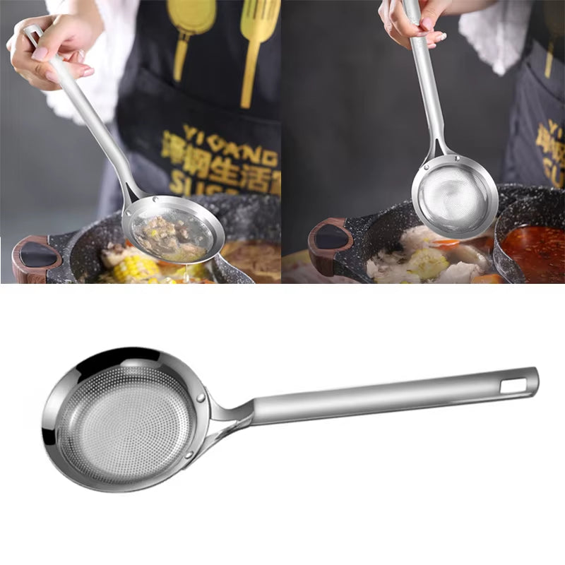 SleekSkim™ Stainless Steel Mesh Strainer – Oil & Residue Filter Colander for Soup, Frying, and Kitchen Prep