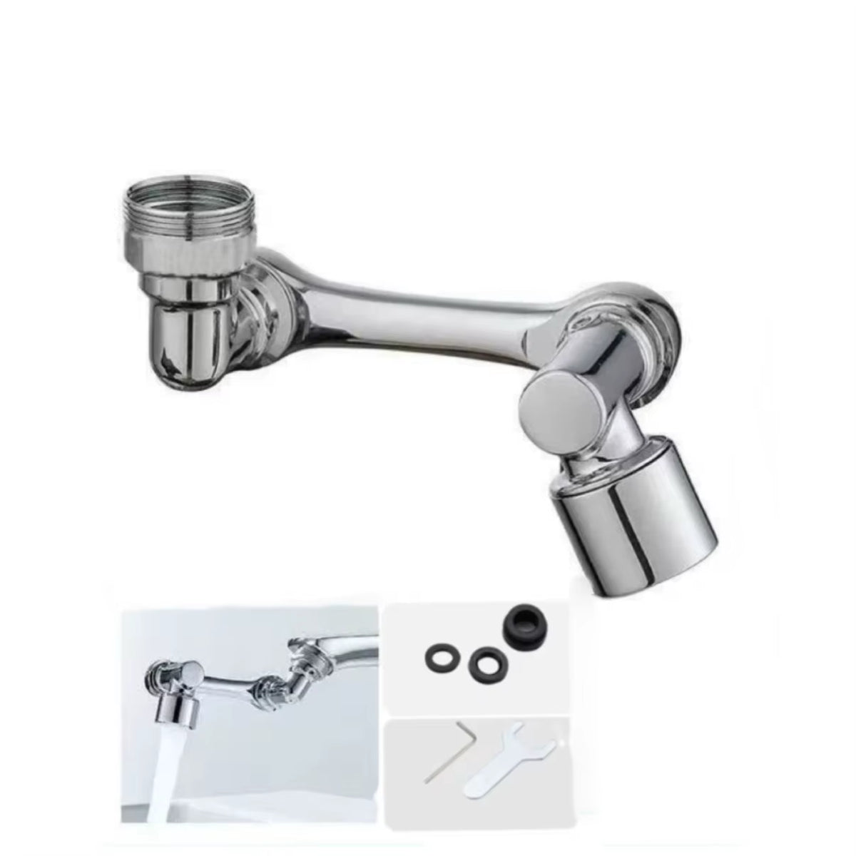 AquaTwist™ 1080° Rotating Faucet Sprayer – Universal Metal Tap Extender with Aerator Nozzle & 22/24mm Adaptor