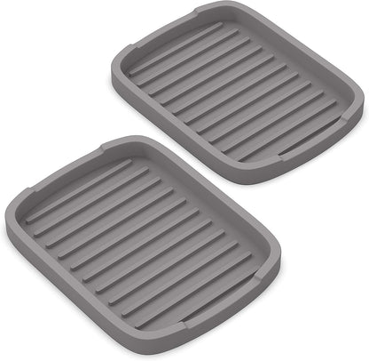 ZAPPOWARE Silicone Sponge Holder -Soap Tray - 5.9" X 4.33" Set -2Pcs (Gray)