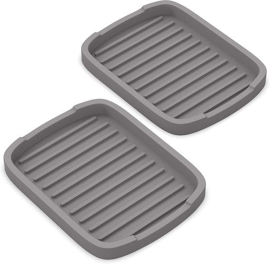 ZAPPOWARE Silicone Sponge Holder -Soap Tray - 5.9" X 4.33" Set -2Pcs (Gray)