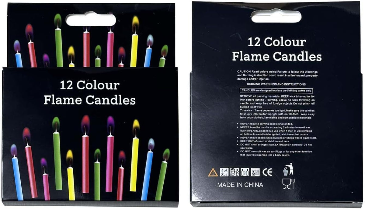Colorflame Multicolor Birthday Cake Candles Happy Birthday Candles Colorful Candles Holders Party Gathering, Unscented (12Pcs)