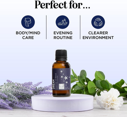 Sleep Essential Oil Blend for Diffuser - Dream Essential Oils for Diffusers | Aromatherapy and Relaxation with Clary Sage Ylang-Ylang Roman Chamomile and Lavender for Sleep Time Support (1 Fl Oz)